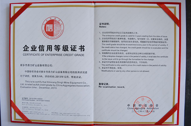 企業信用等級證書